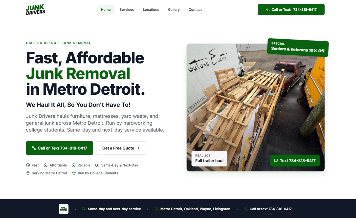 Junk Drivers website by Detroit Digital