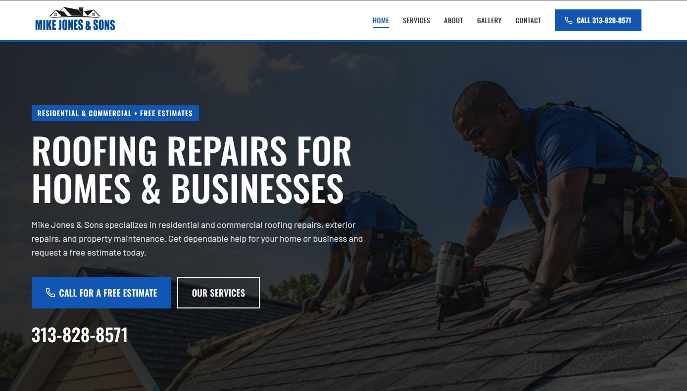 Mike Jones and Sons roofing website by Detroit Digital